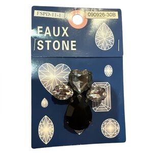 Simulated White & Black Diamond Faux Stone Pendant for Necklace Large Size NWT